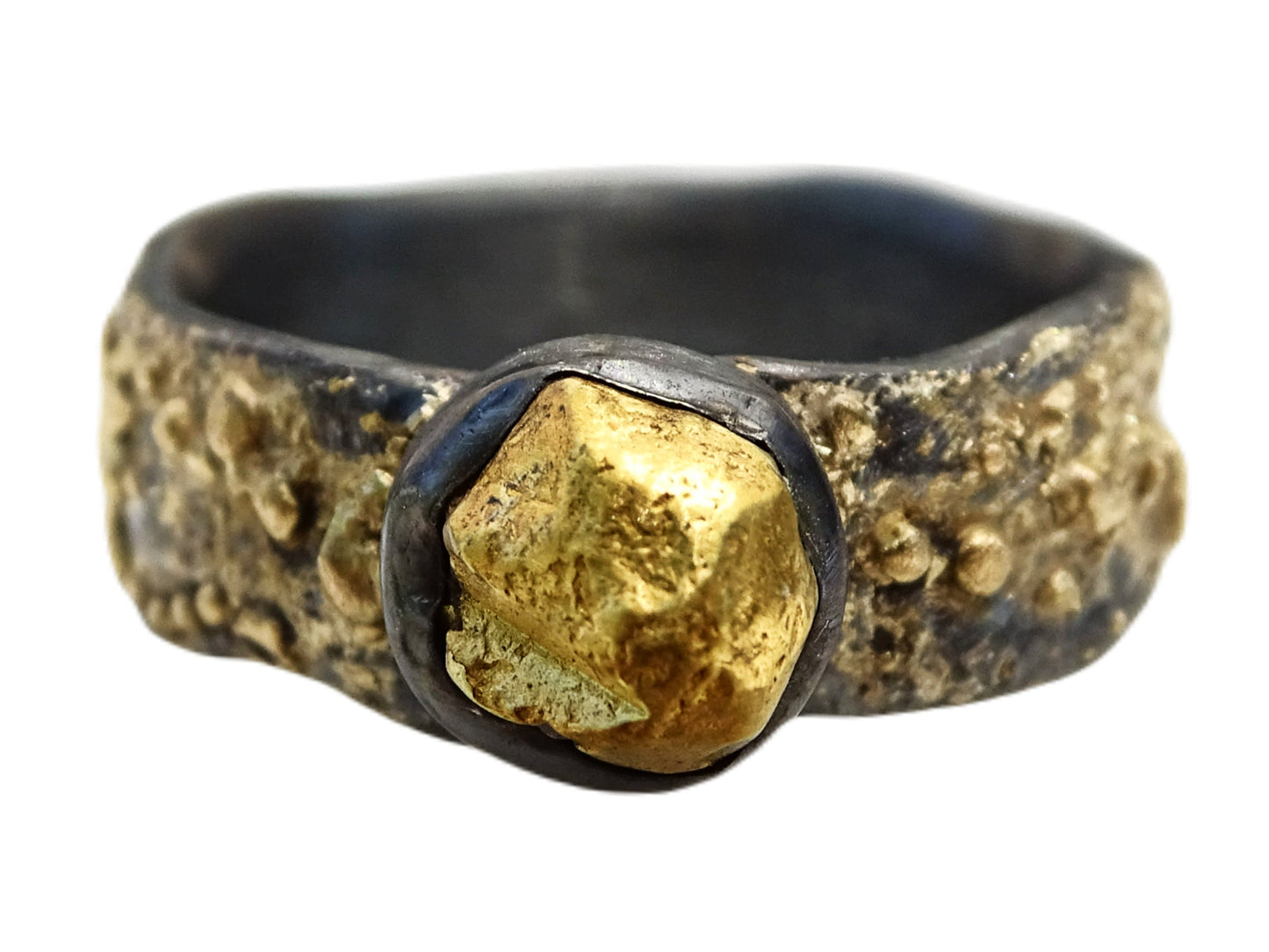 gold nugget ring bold statement ring 