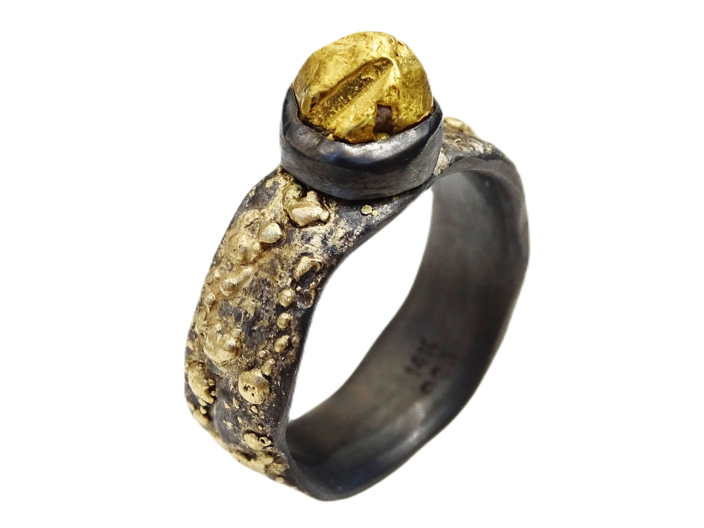 gold nugget ring unique men's jewelry