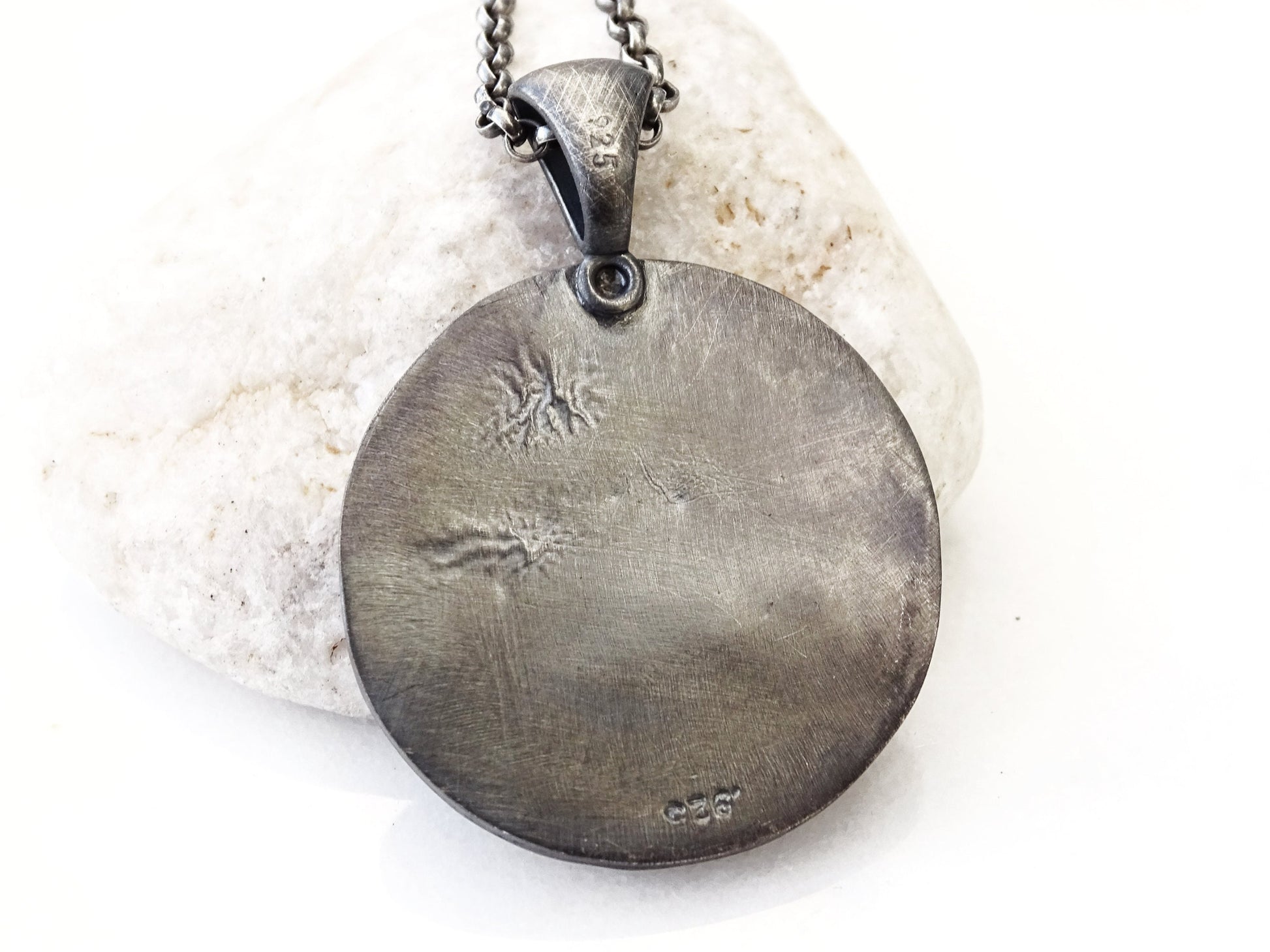 large silver Yosemite pendant, mountain range pendant, mixed metal national park pendant, landscape amulet necklace for him, unique gift - CrazyAss Jewelry Designs