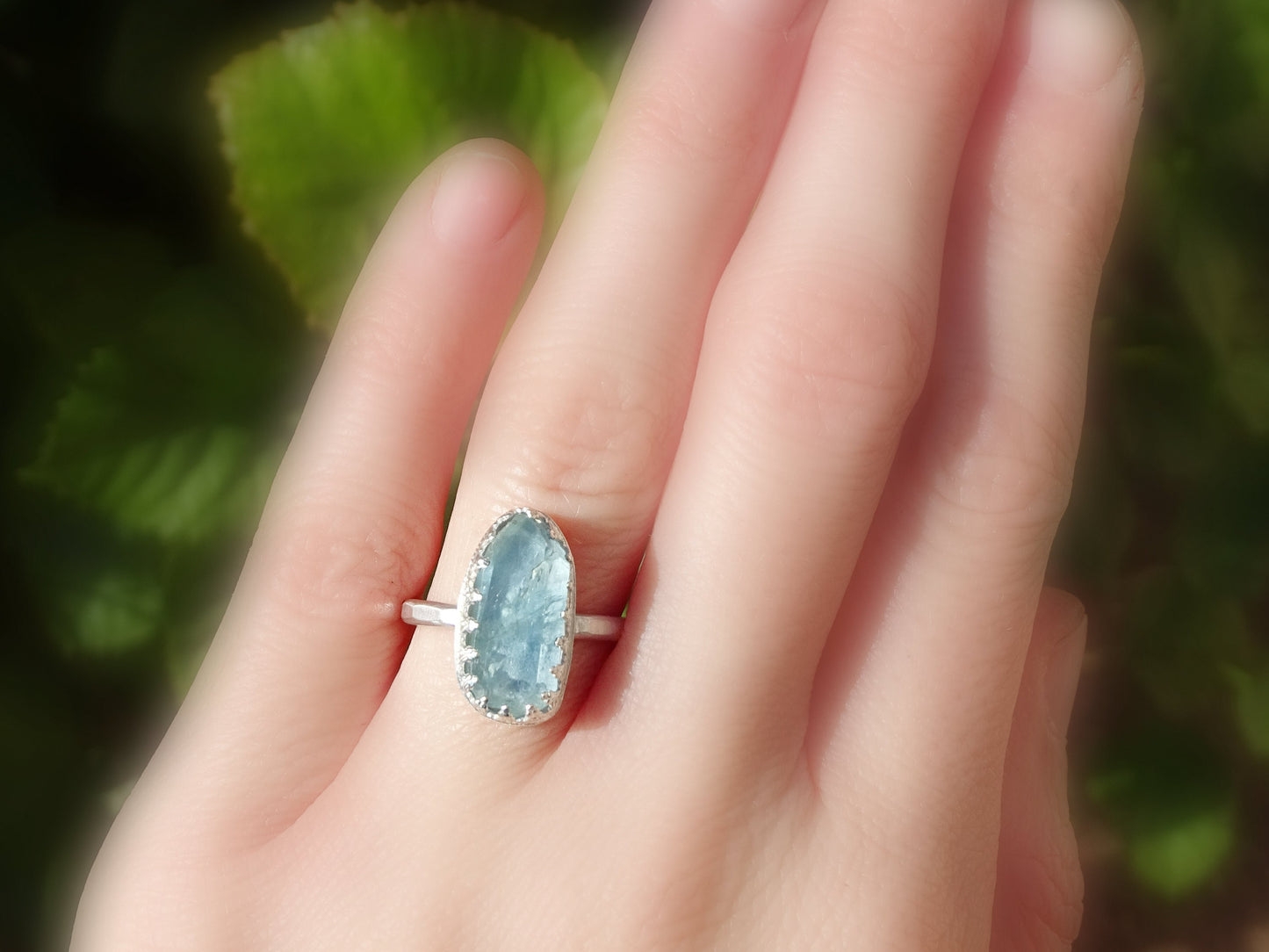 raw aquamarine ring silver, sterling silver gemstone ring