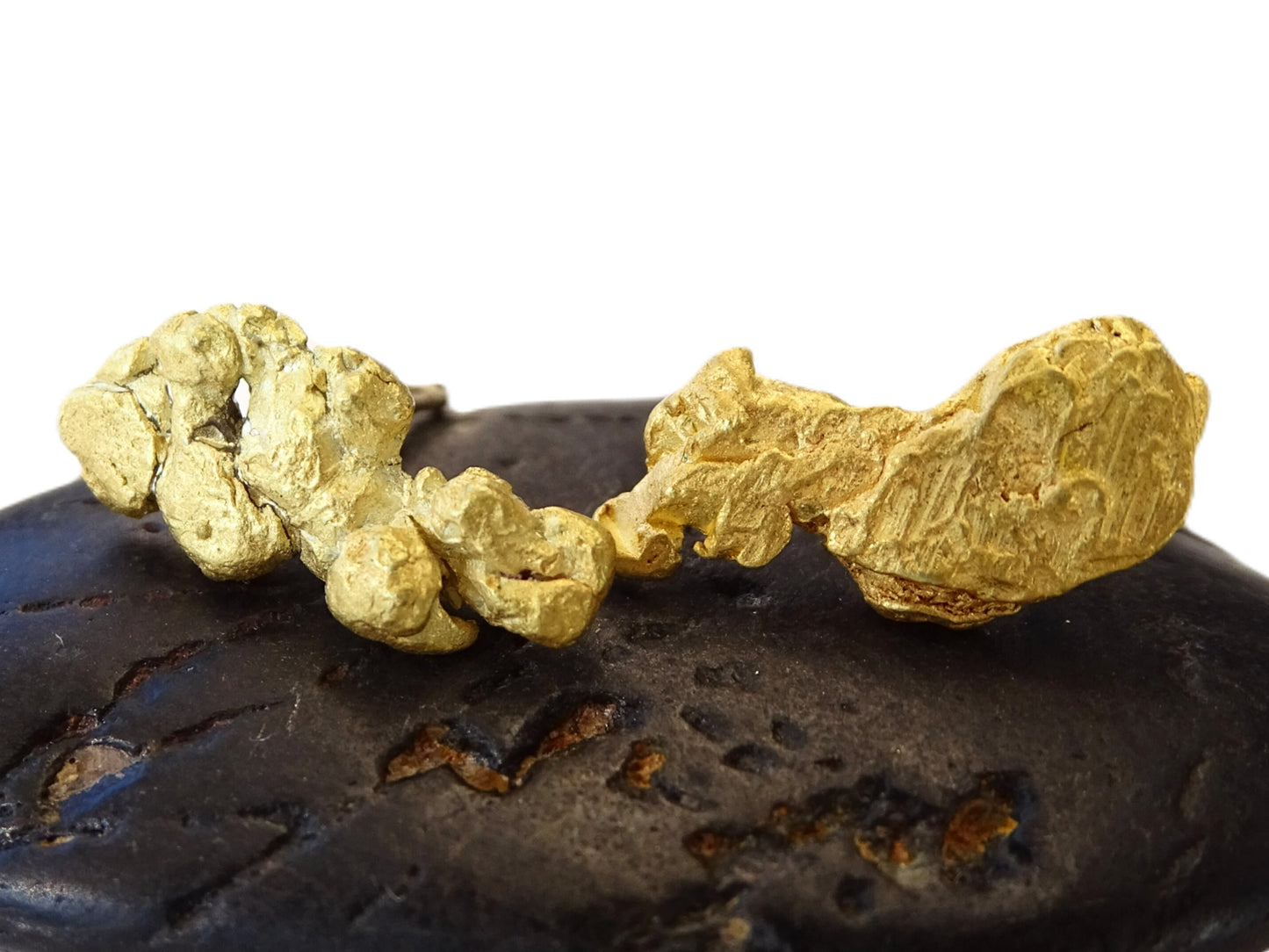 real Alaska gold nugget earrings - gold nugget studs for everyday - CrazyAss Jewelry Designs