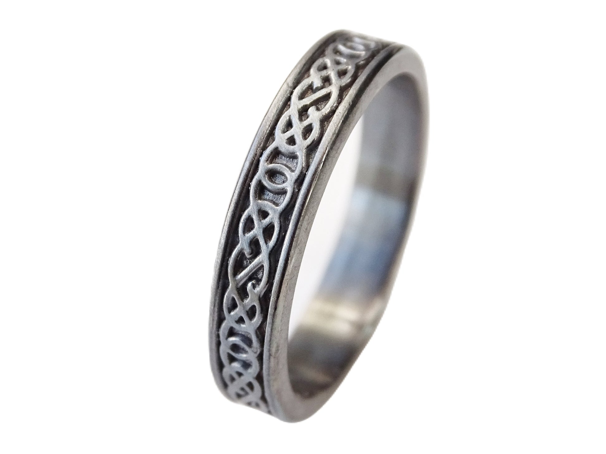 slim celtic knot ring silver, black viking silver ring, knot ring celtic eternity ring silver, viking mens ring, viking wedding band silver - CrazyAss Jewelry Designs