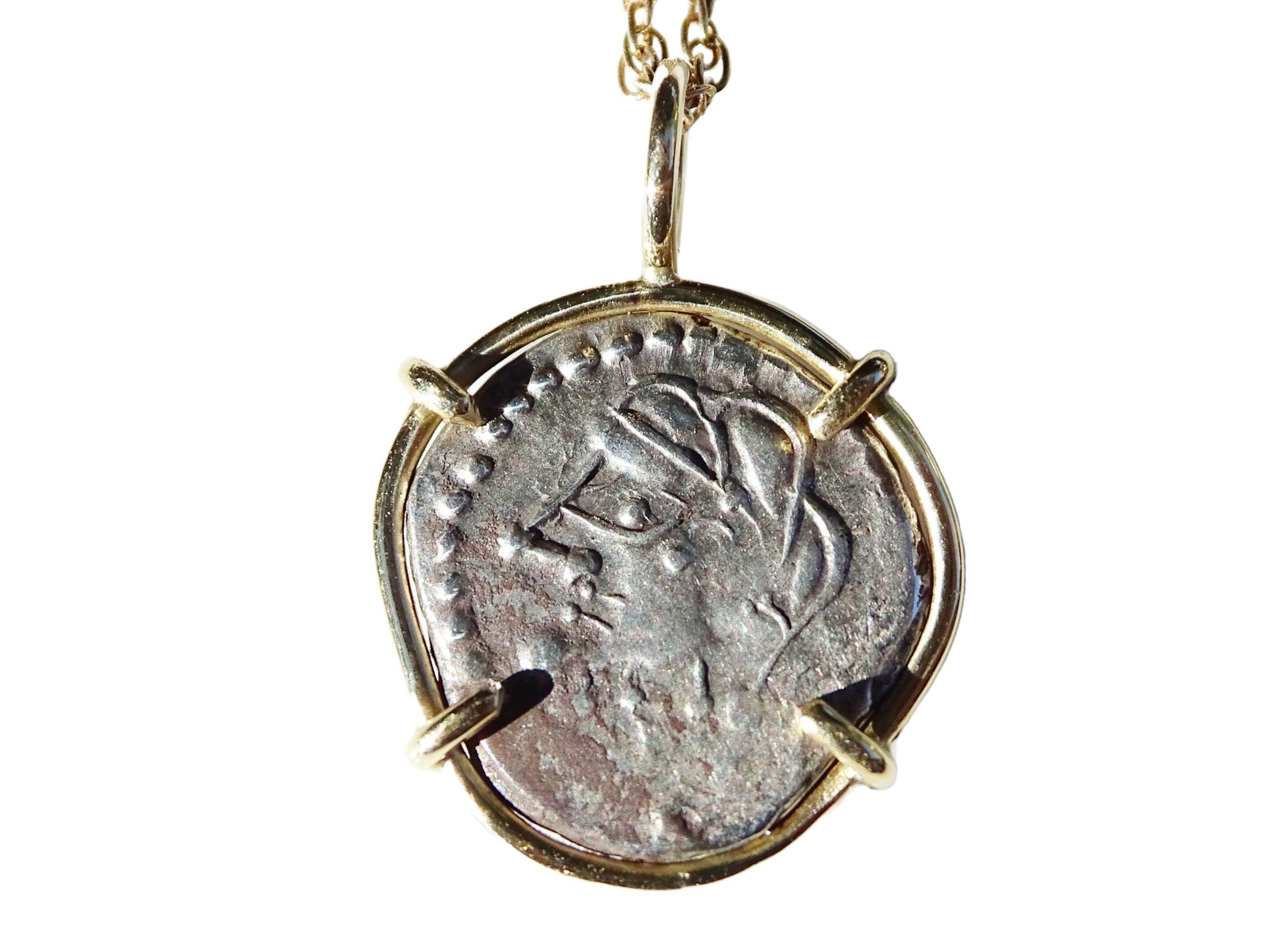 real Bituriges Cubi celtic silver coin pendant in 14k gold - coin of your choice - CrazyAss Jewelry Designs