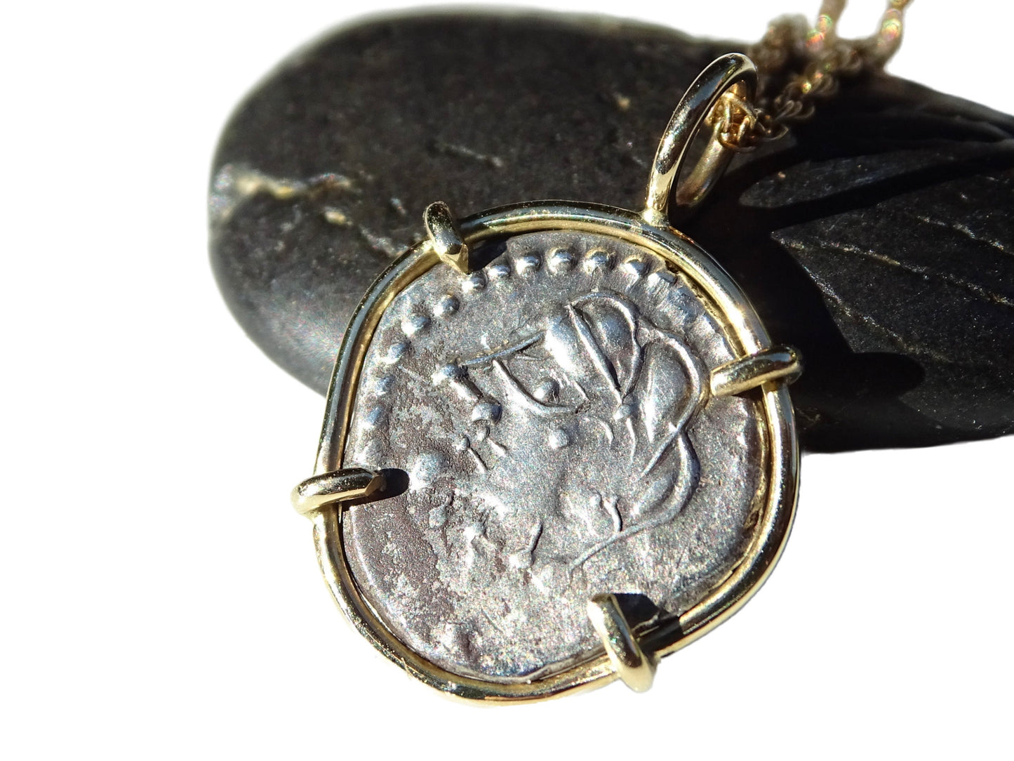 real Bituriges Cubi celtic silver coin pendant in 14k gold - coin of your choice - CrazyAss Jewelry Designs