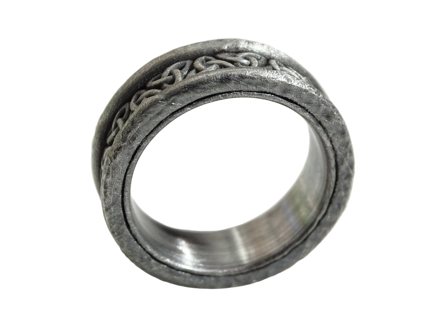 unique celtic knot black sterling silver ring, men's rustic wedding band - CrazyAss Jewelry Designs