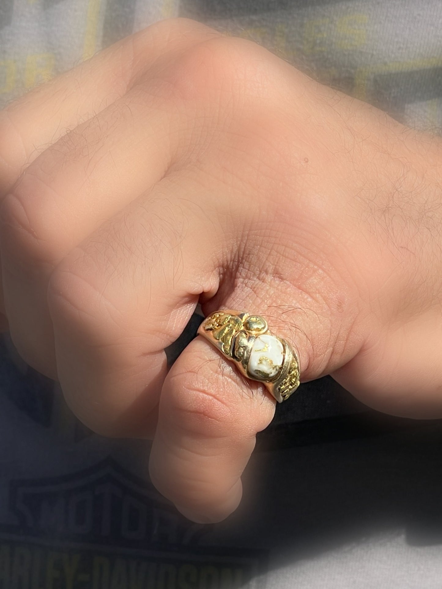 gold nugget ring, mens pinky ring