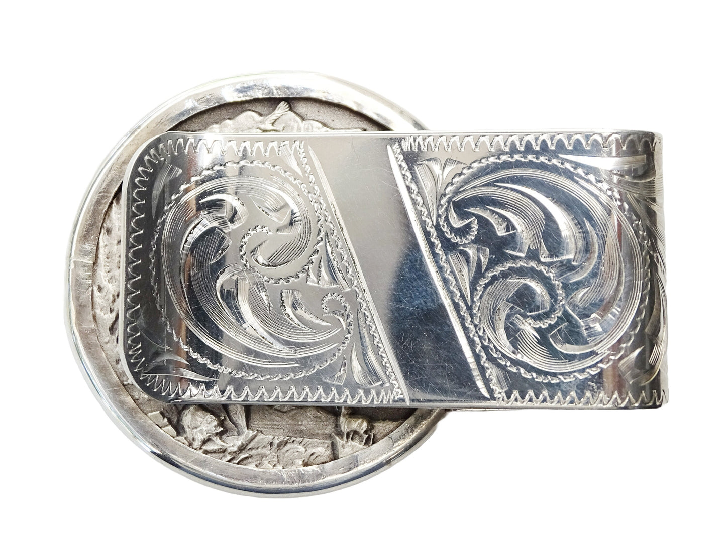 silver money clip hand engraved