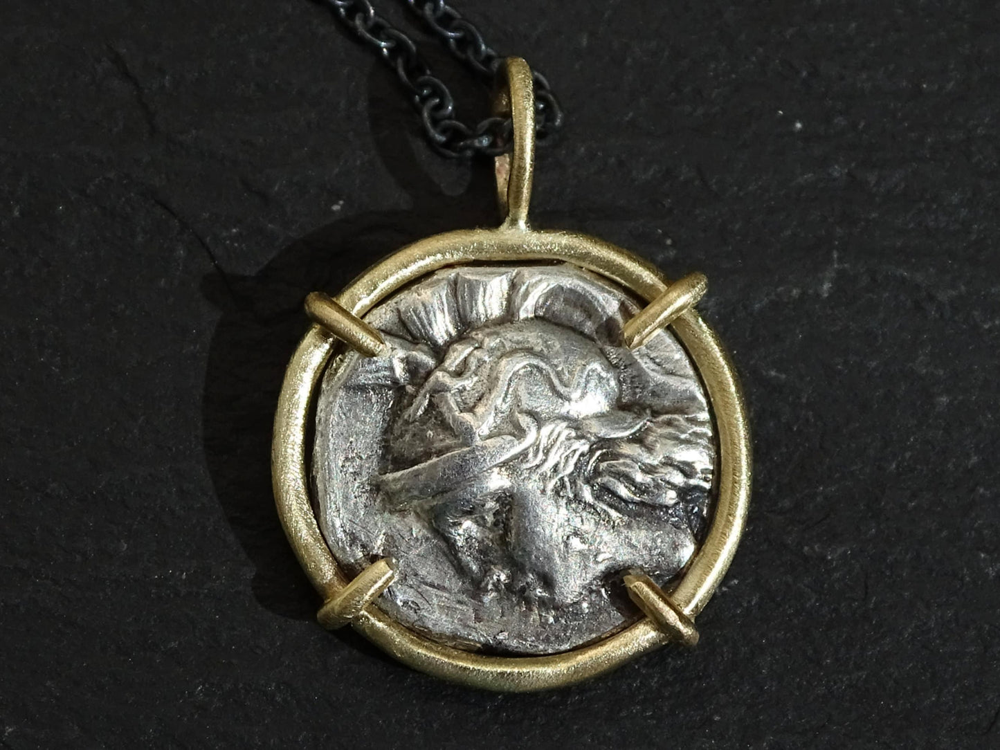 silver owl of athena drachm coin pendant