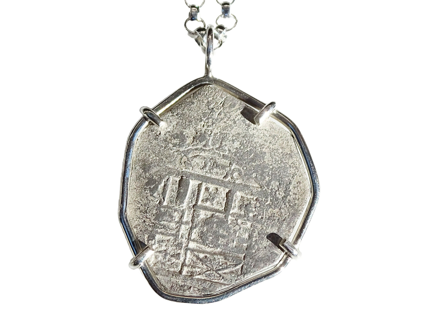 sea salvaged Bolivia silver shipwreck coin pendant