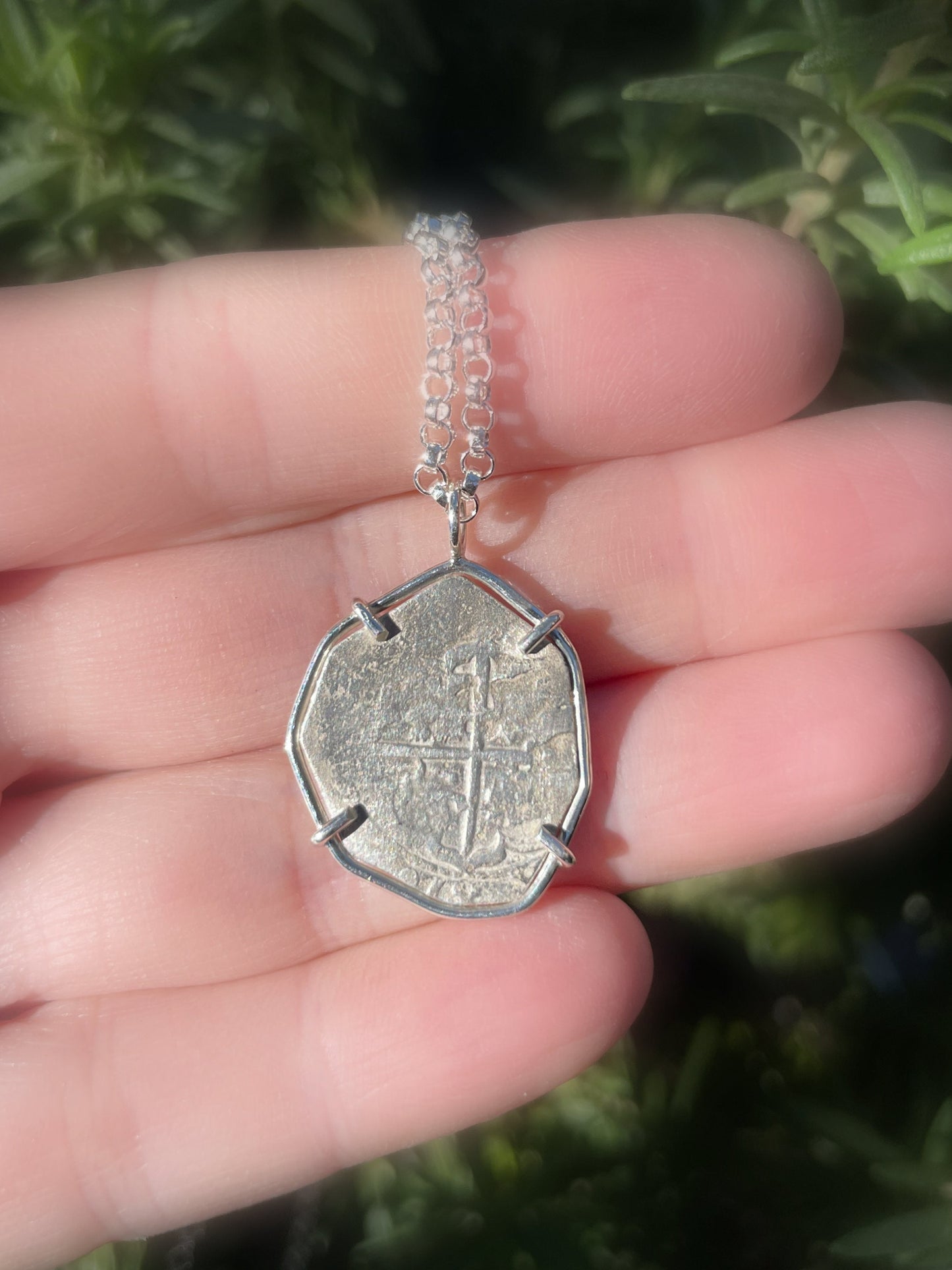 sea salvaged Bolivia silver shipwreck coin pendant