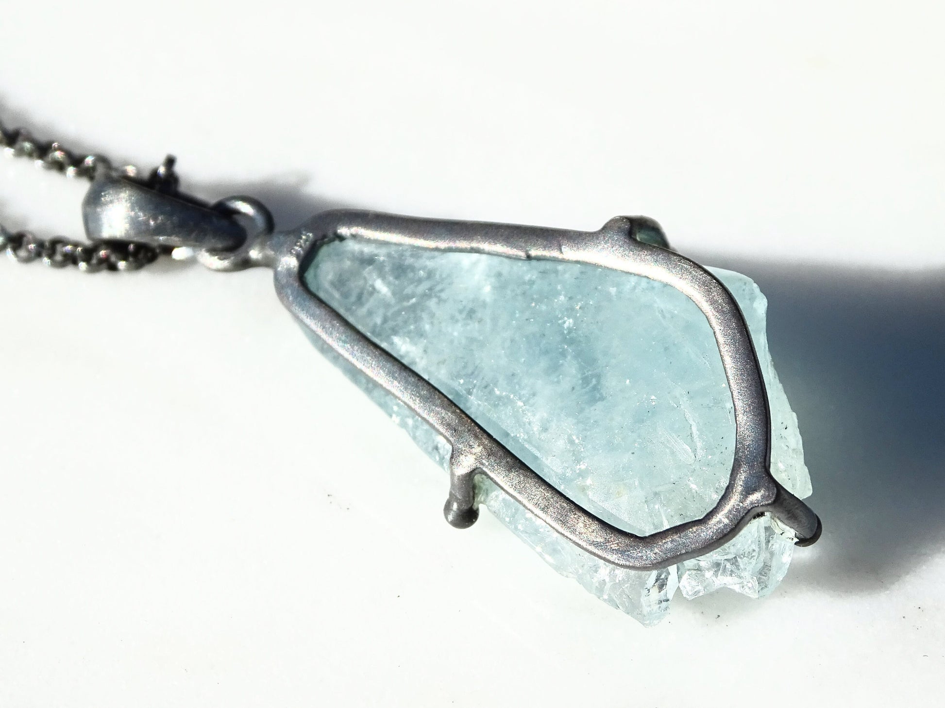 uncut aquamarine stone necklace